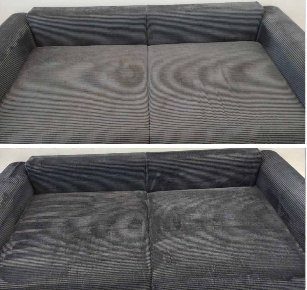 Before and after — upholstery cleaning