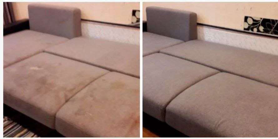 Before and after — upholstery cleaning