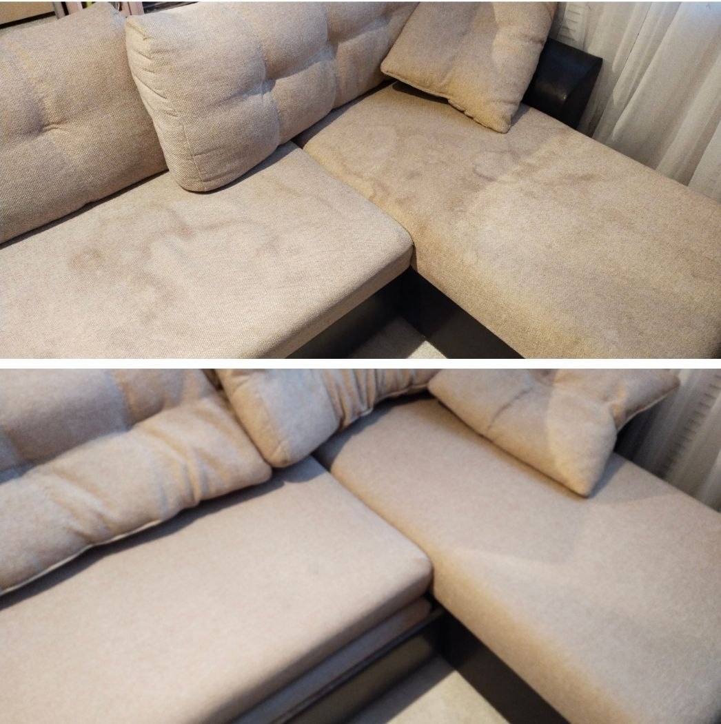 Before and after — upholstery cleaning