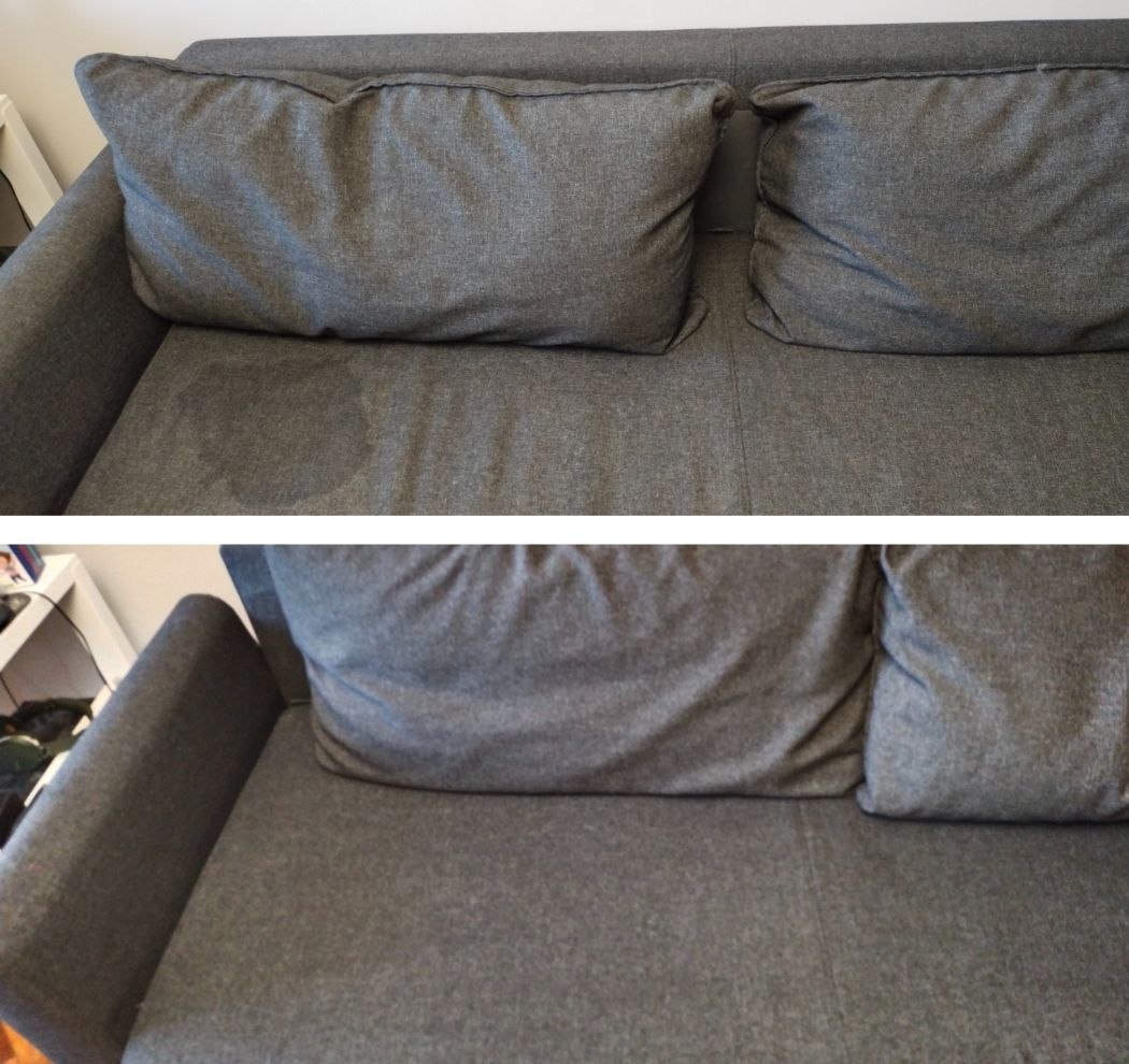 Before and after — upholstery cleaning