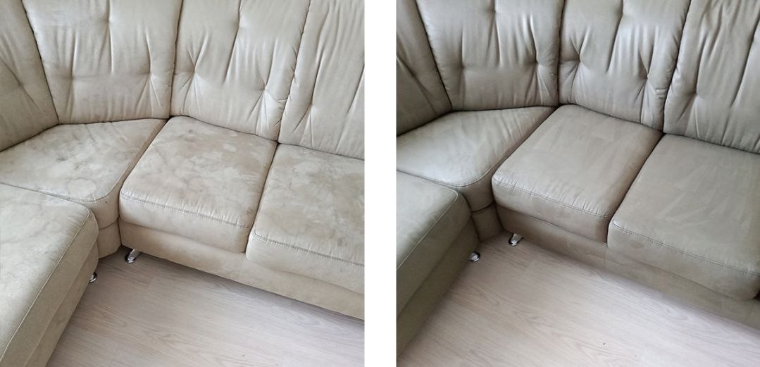 Before and after — upholstery cleaning