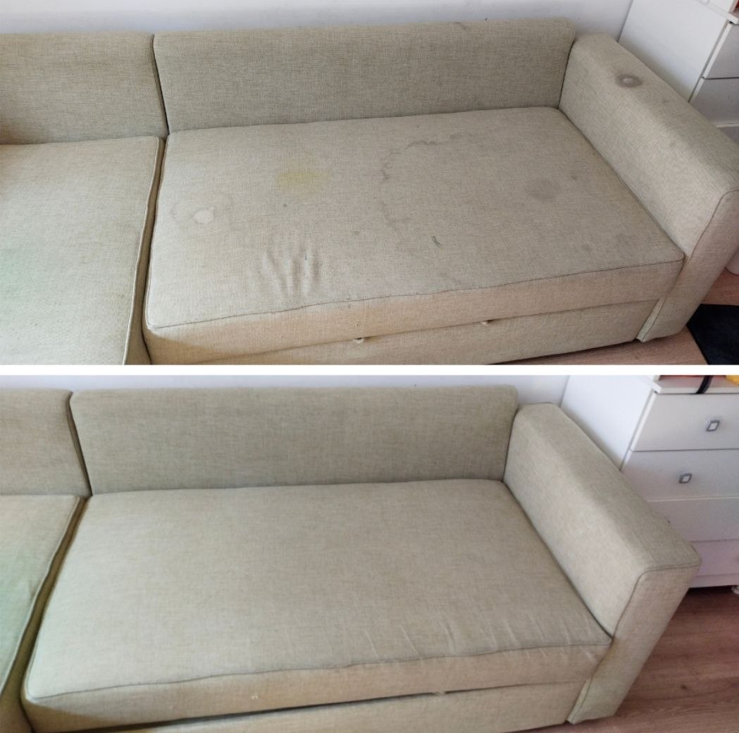 Before and after — upholstery cleaning