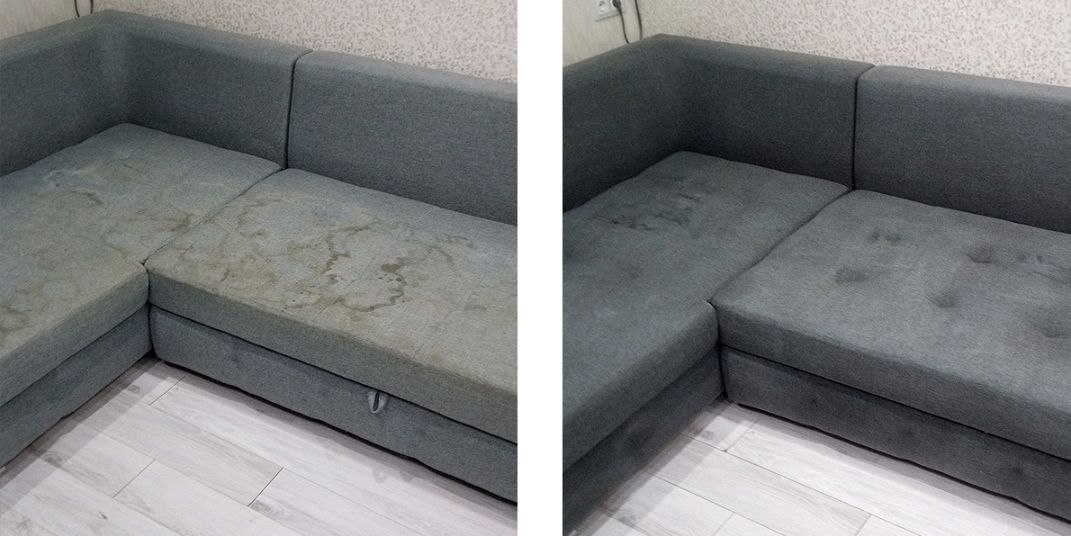 Before and after — upholstery cleaning