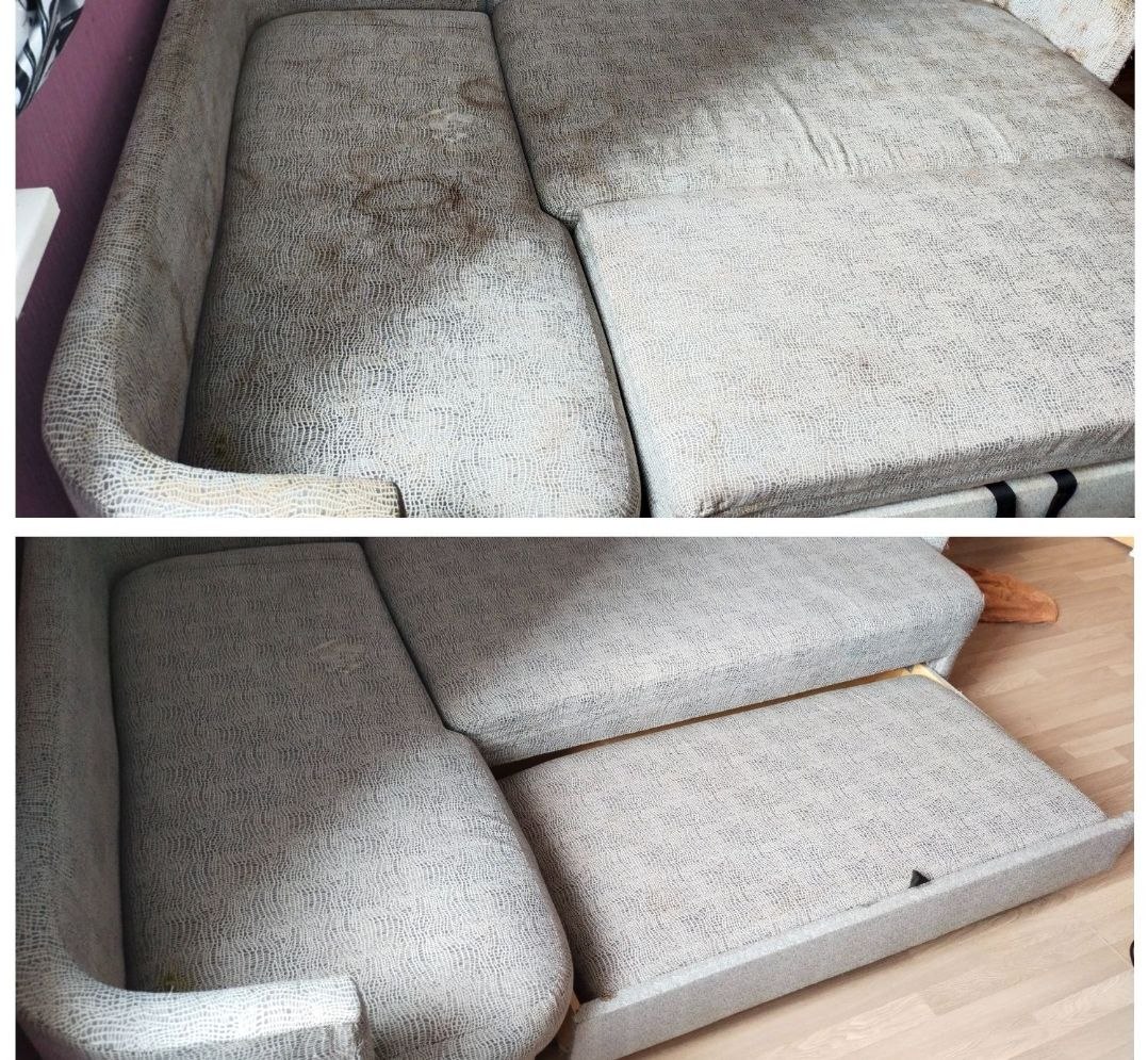 Before and after — upholstery cleaning