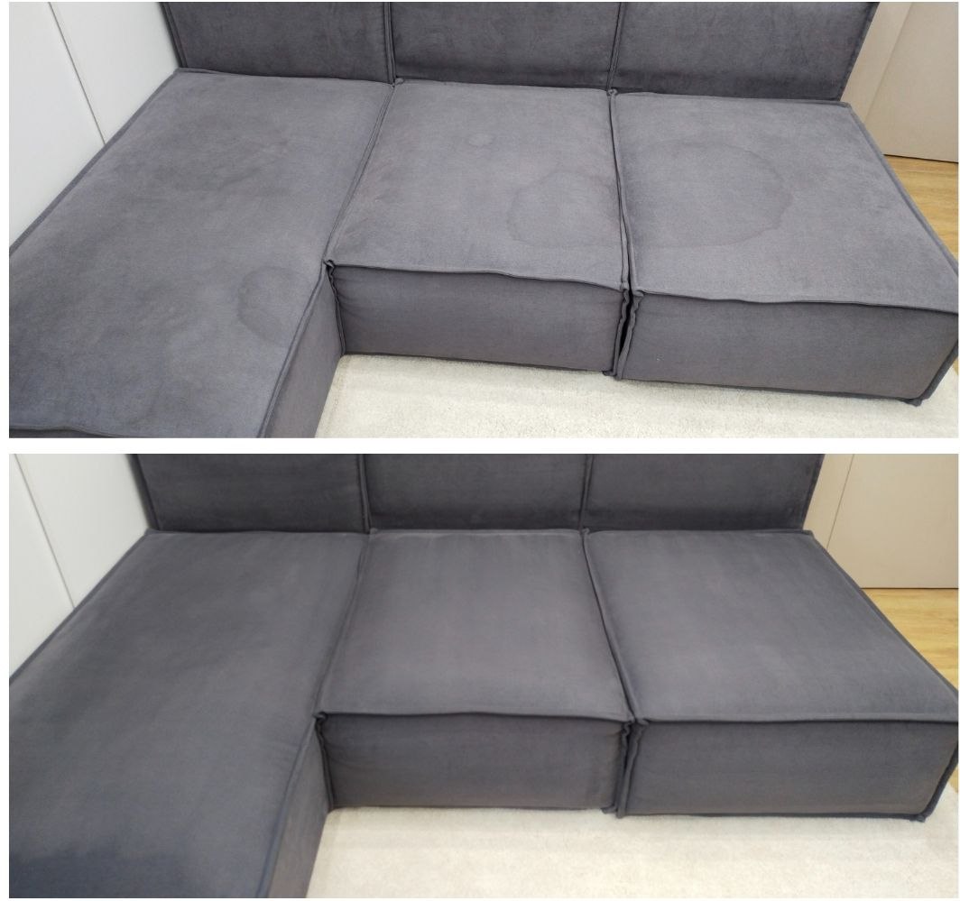 Before and after — upholstery cleaning