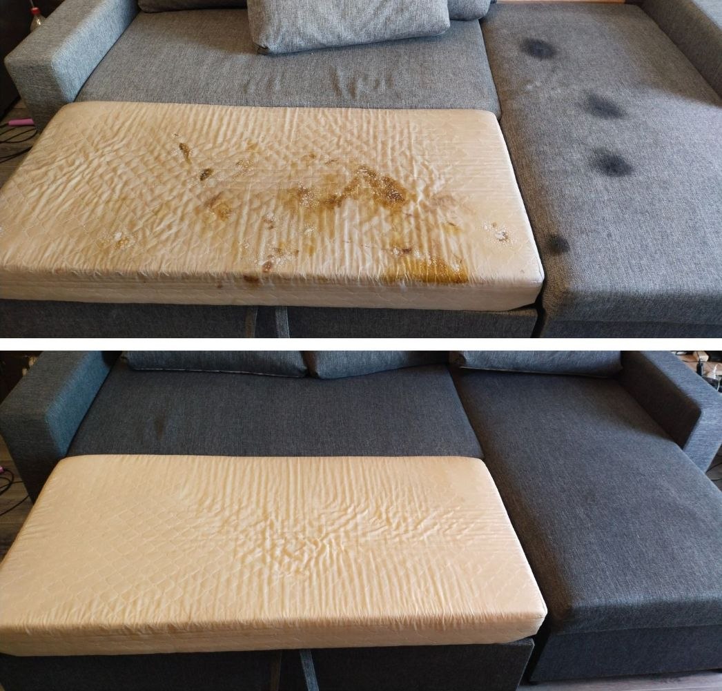 Before and after — upholstery cleaning