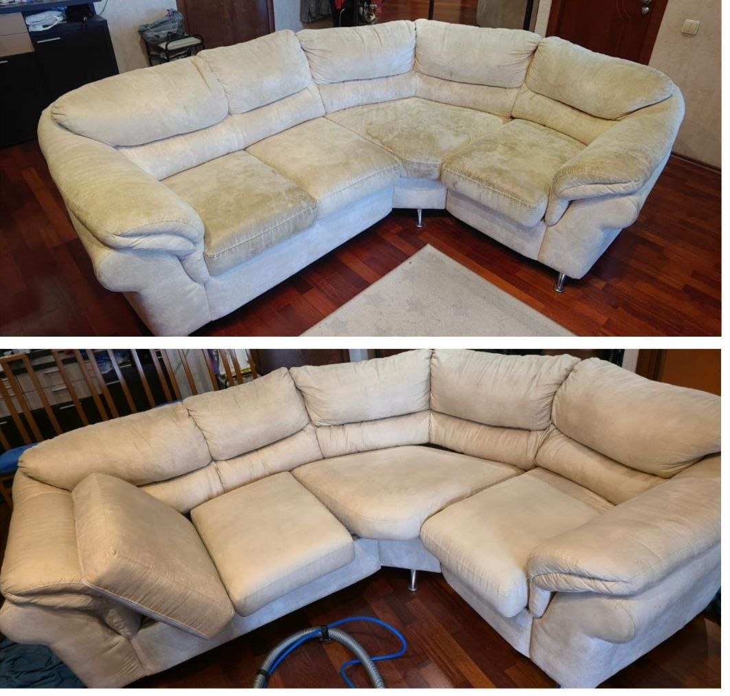 Before and after — upholstery cleaning