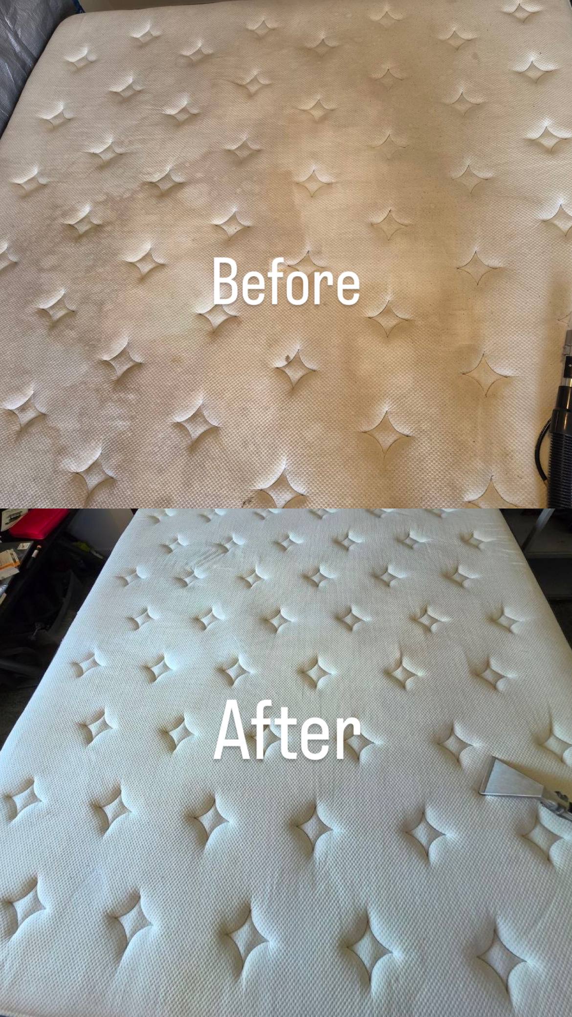 Before and after — mattress cleaning